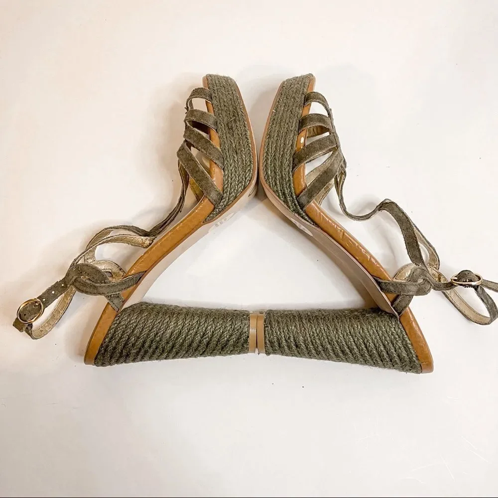 Seychelles Olive Green Strappy Platform Espadrille‎ Sandals Size 9.5